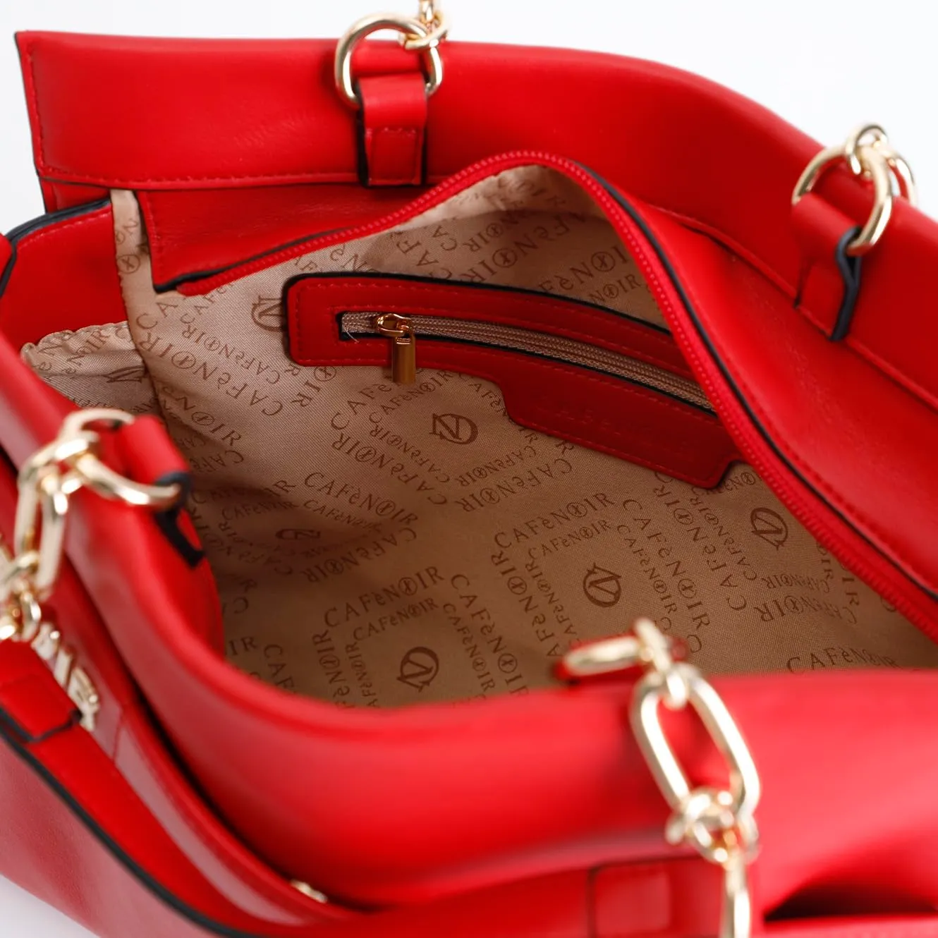 CafèNoir Tote Asimmetrica Lettering Borsa Rossa