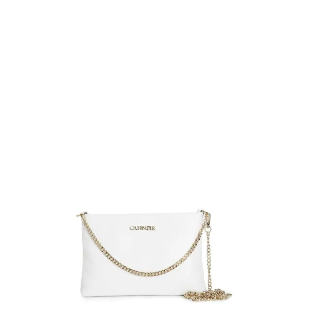 CafèNoir Pochette Pelle Martellata Bianca Catena
