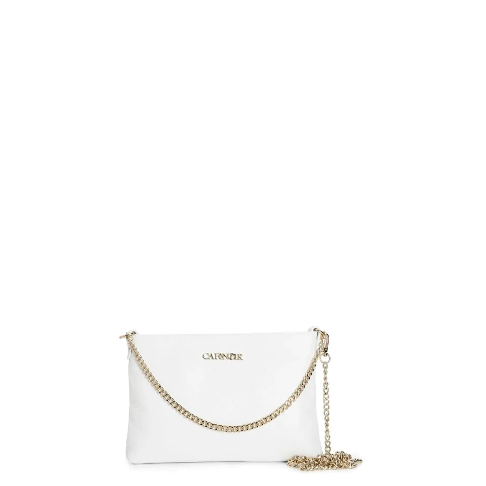 CafèNoir Pochette Pelle Martellata Bianca Catena