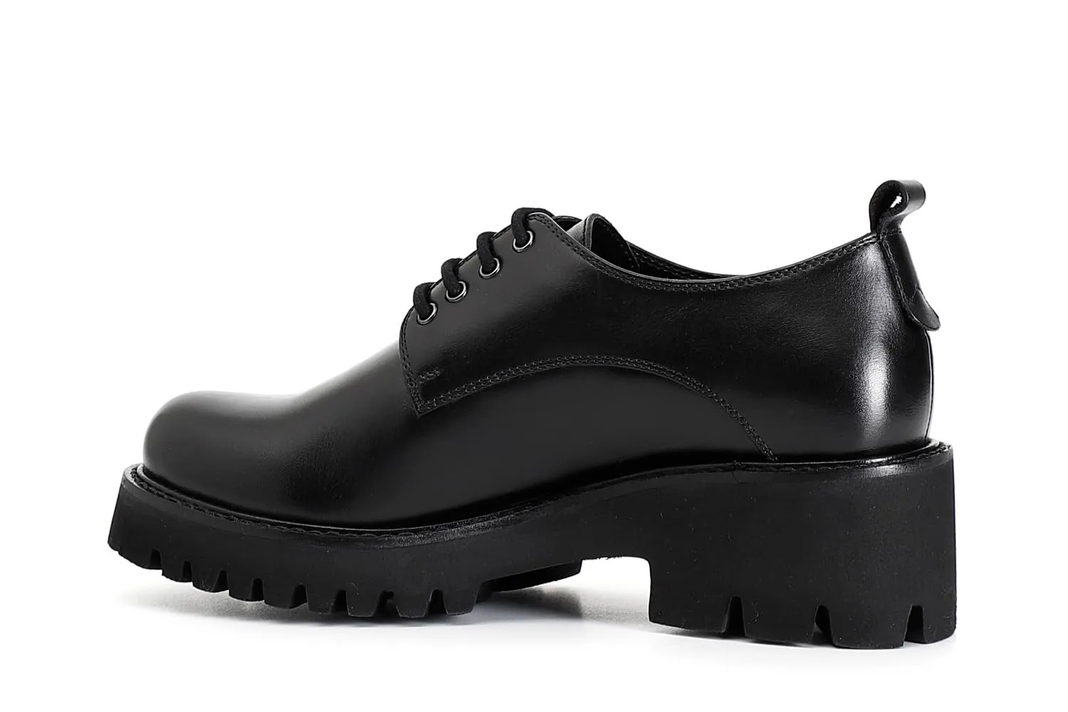 CafèNoir Derby Donna in Pelle Nera Tacco 55mm Carrarmato