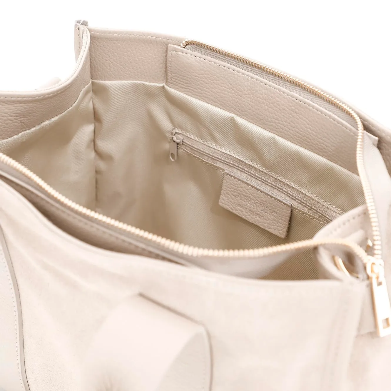 CafèNoir Borsa Camoscio Tortora Manici Pelle