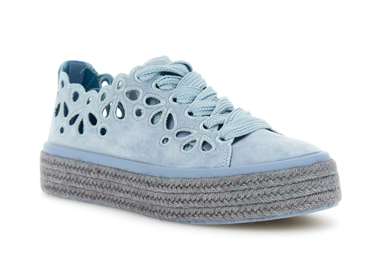 CafèNoir Sneakers Pelle Intagli Laserati Donna Cielo