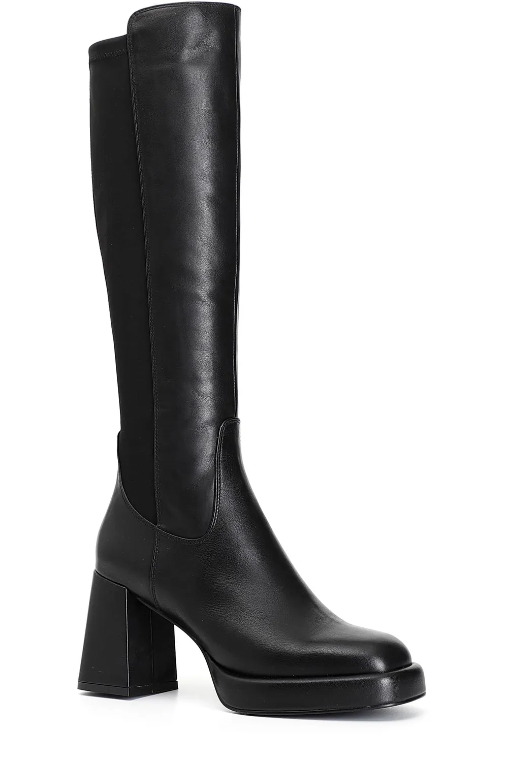 CafèNoir Stivali Donna Pelle Stretch Nero Tacco 80mm