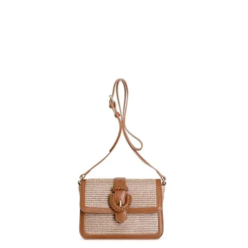 CafèNoir Borsa Spalla Pattina Paglia Cuoio