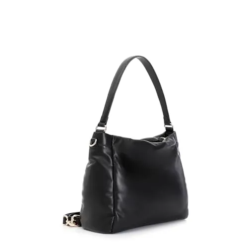 CafèNoir Sacca Puffy Logo Metallo Borsa Nera Cerniera
