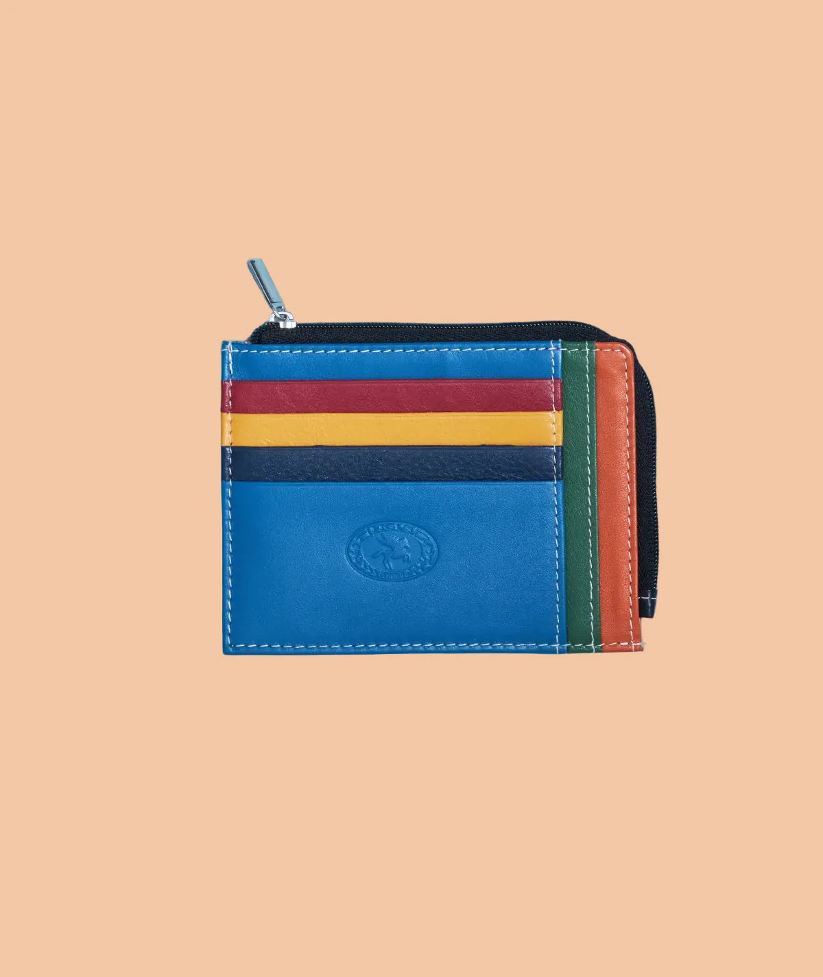 Figus 550 portacarte pelle zip Arancione Multicolor