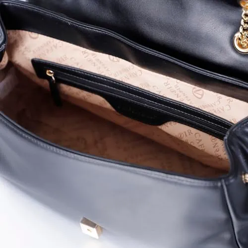 CafèNoir Borsa Spalla Nera Plissé Catena Pattina