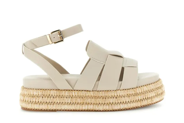 CafèNoir Sandalo Donna Zeppa Rafia 38 EU Beige