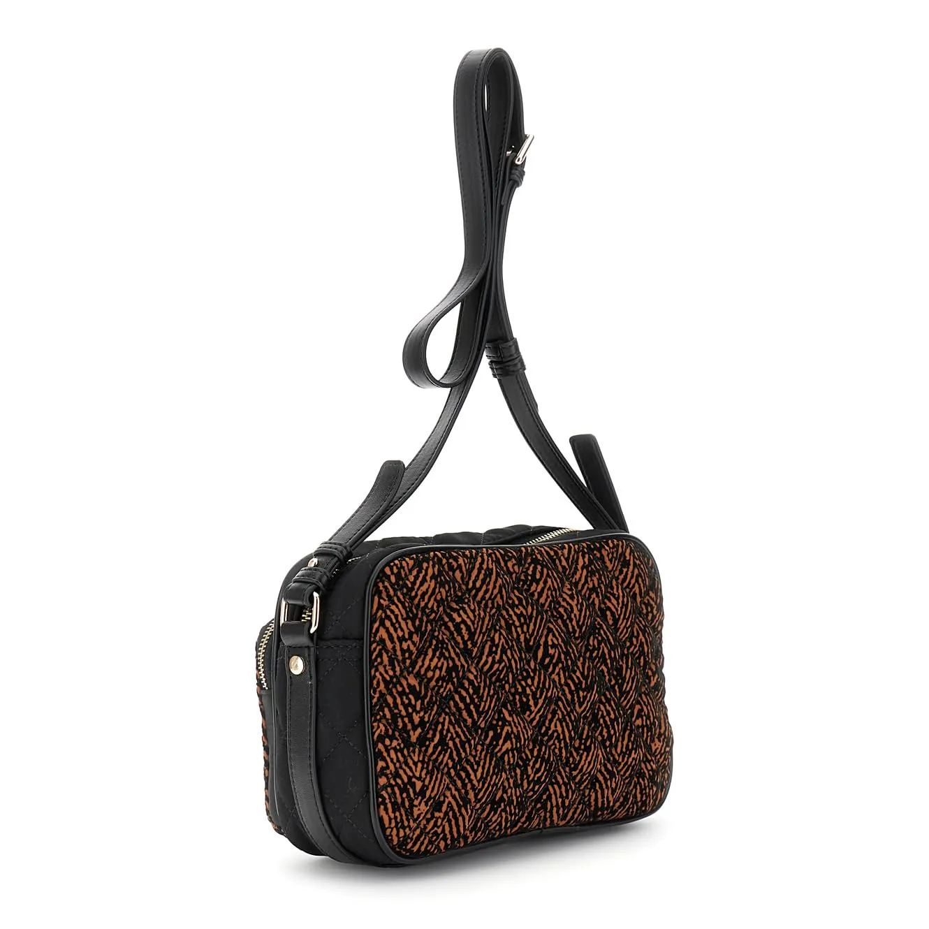 CafèNoir Camera Bag Nylon Caramello Nero Trapuntata