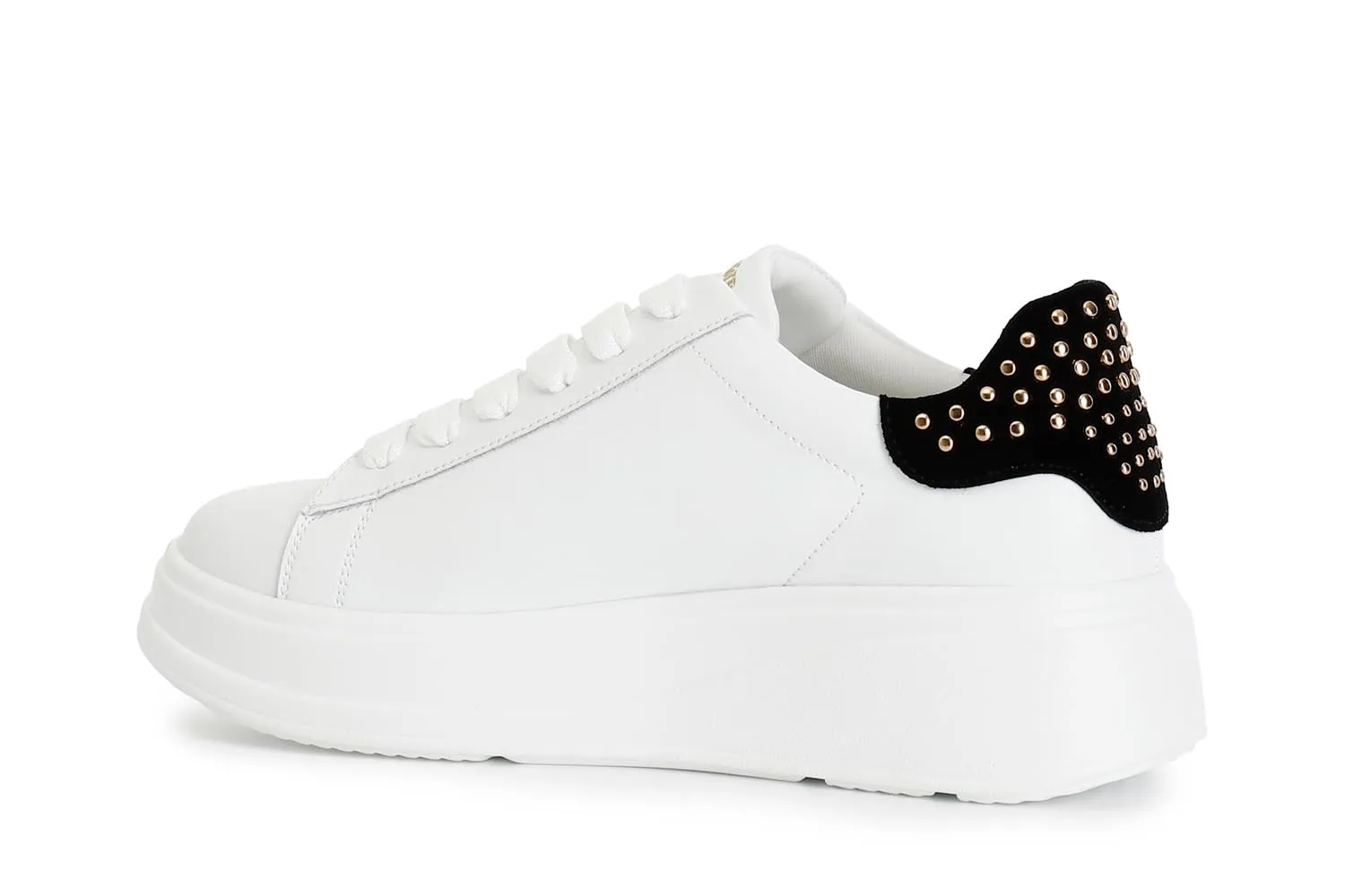 CafèNoir Sneakers Donna Pelle Bianco/Nero Tallone Laminato