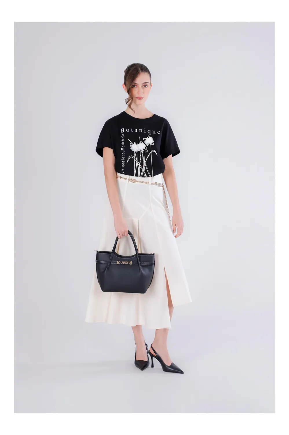 CafèNoir Shopping Bag Pieghe Donna Nera Effetto Pelle