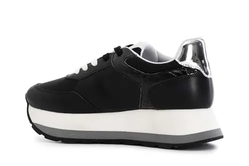 CafèNoir Sneakers Running Donna Pelle Argento Bianche