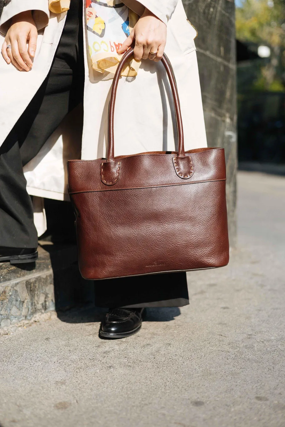 Aigin Milano Handmade Tote Borsa Pelle Naturale Tracolla
