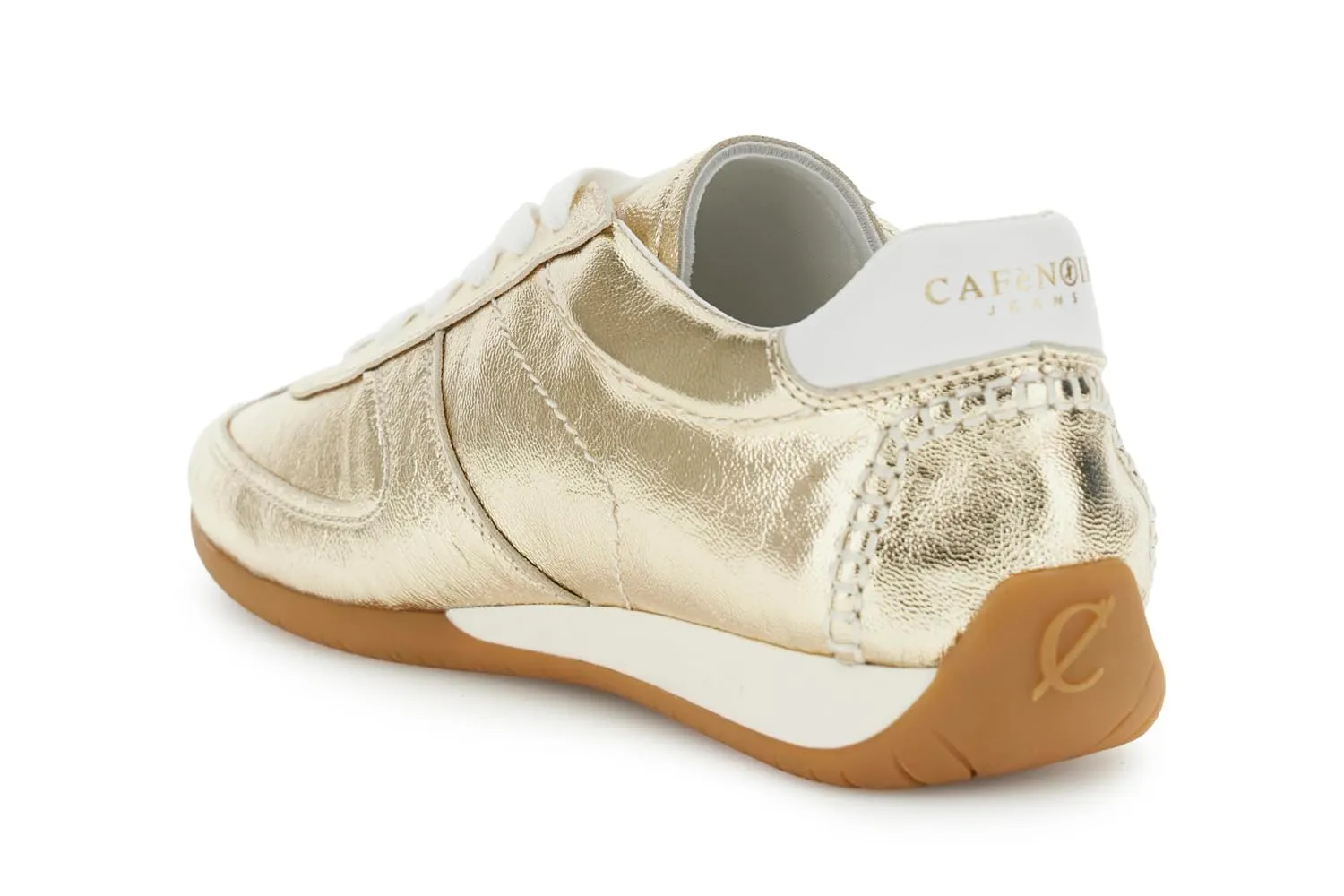 CafèNoir Running Pelle Laminata Sneakers Argento con Lacci
