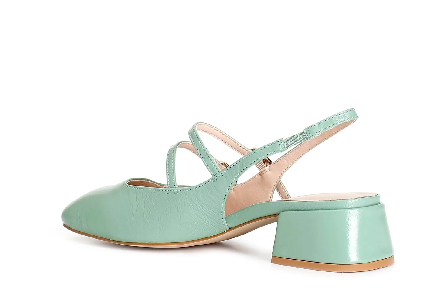 CafèNoir Slingback Vernice Due Fibbie Décolleté Salvia