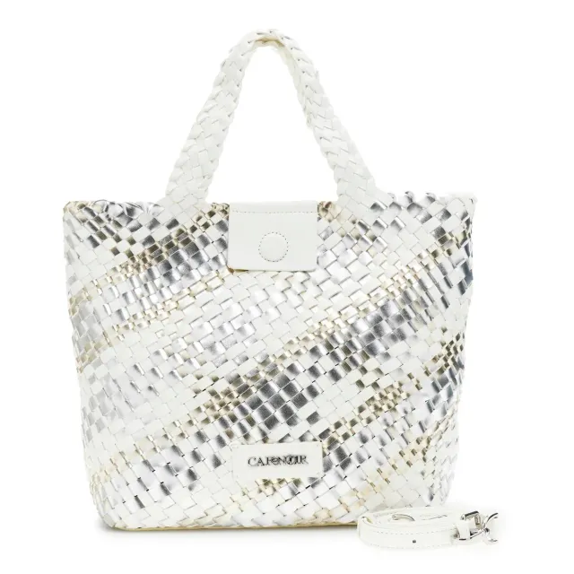 CafèNoir Tote Reversibile Intrecciata borsa Argento/Bianco