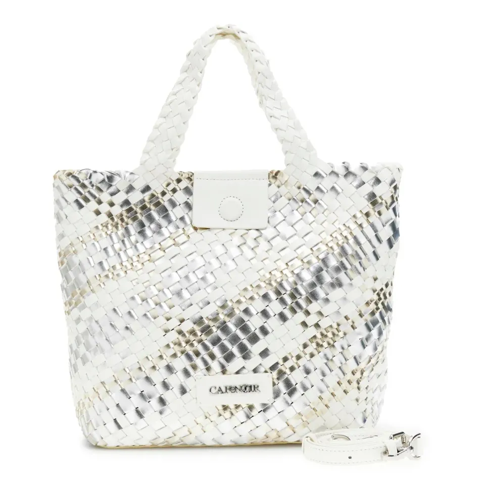 CafèNoir Tote Reversibile Intrecciata borsa Argento/Bianco