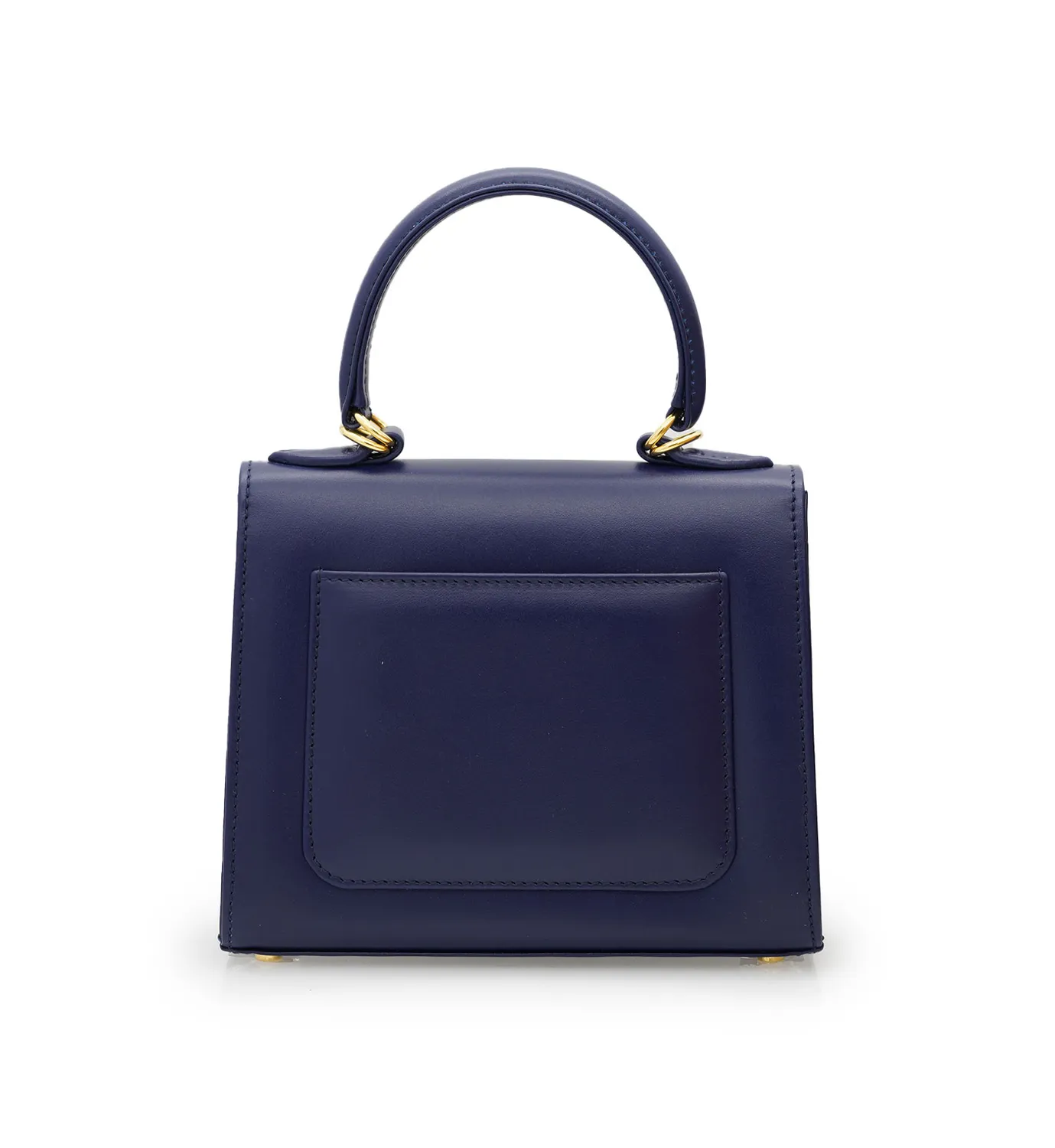 Cardinal Milano First Lady Diamond Gold Small Borsa a Mano Blu Vitello
