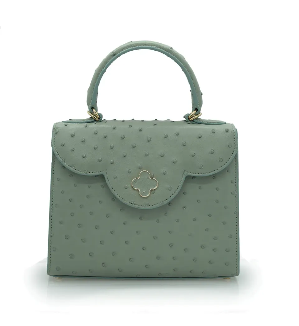 Cardinal Milano First Lady Borsa Pelle Struzzo Salvia
