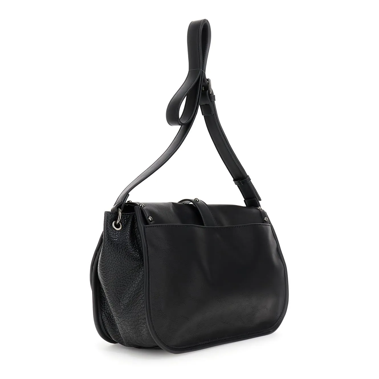 CafèNoir Pattina Effetto Nuvolato borsa a spalla nero borchiato