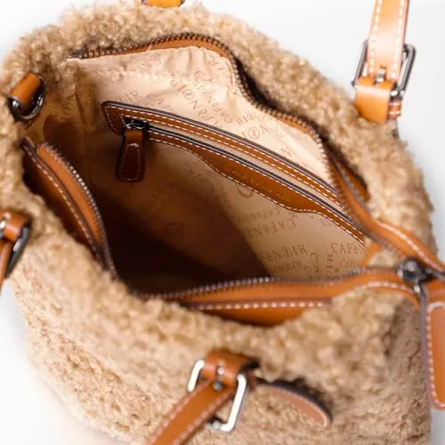 CafèNoir Borsa Mano Tessuto Ricciolino nocciola unica