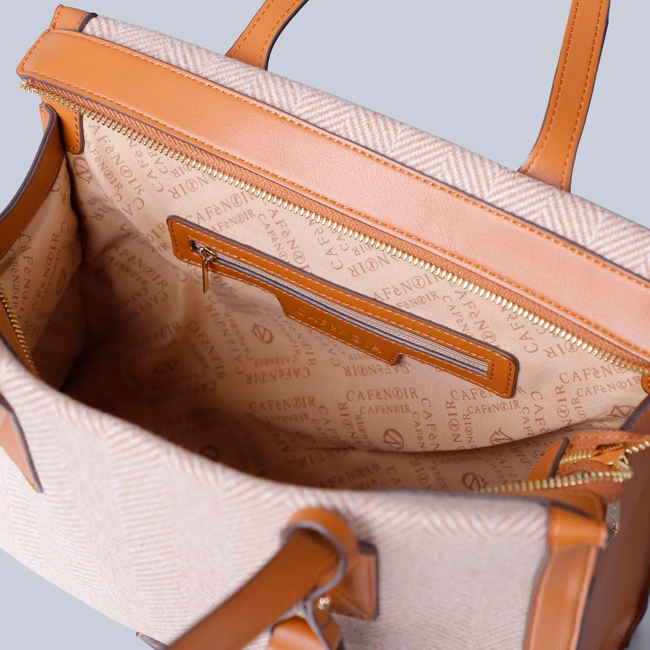 CafèNoir Borsa Tweed con Nappina Cuoio