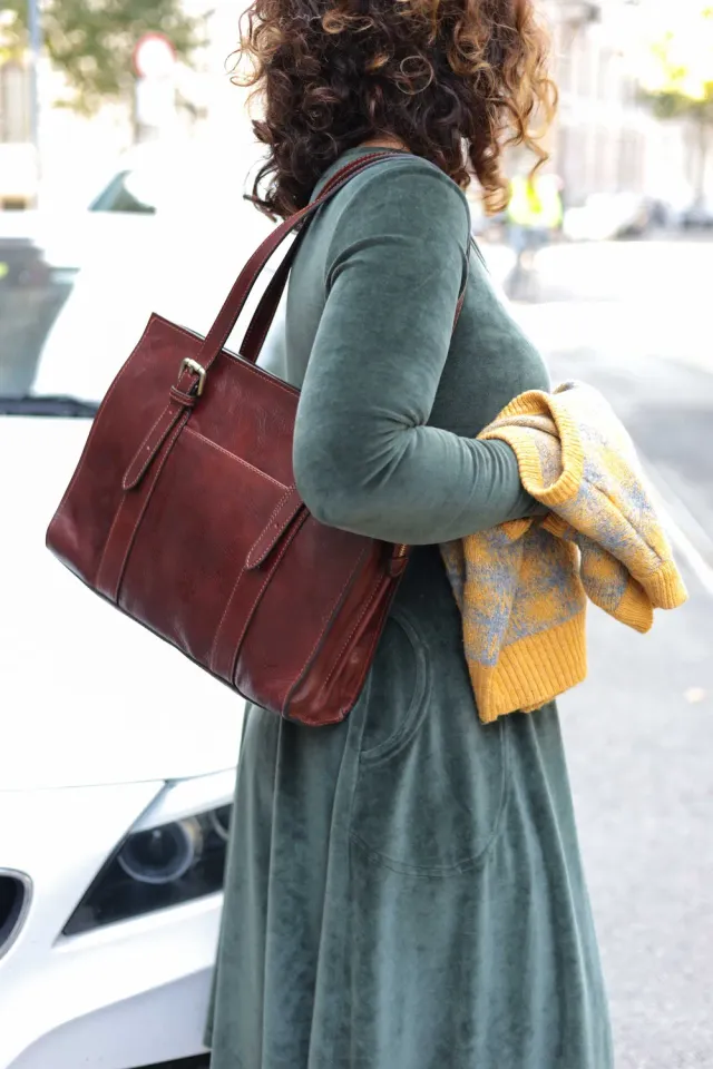 Aigin Milano Everyday Borsa in Pelle Marrone Chiaro