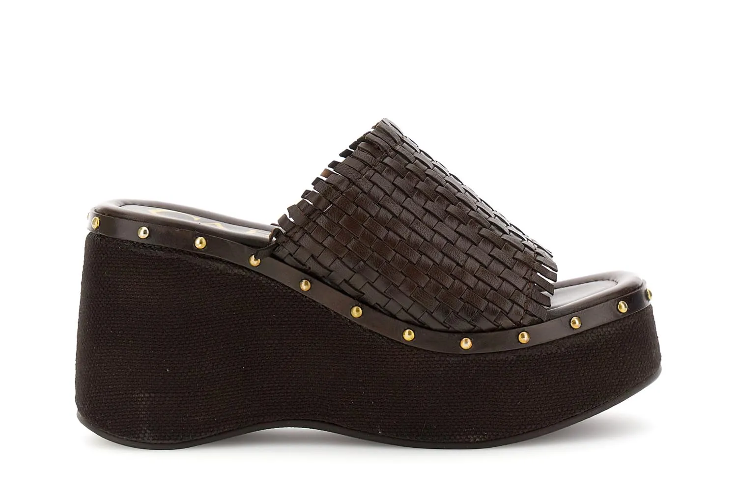 CafèNoir Intreccio ciabatta pelle zeppa 9 cm