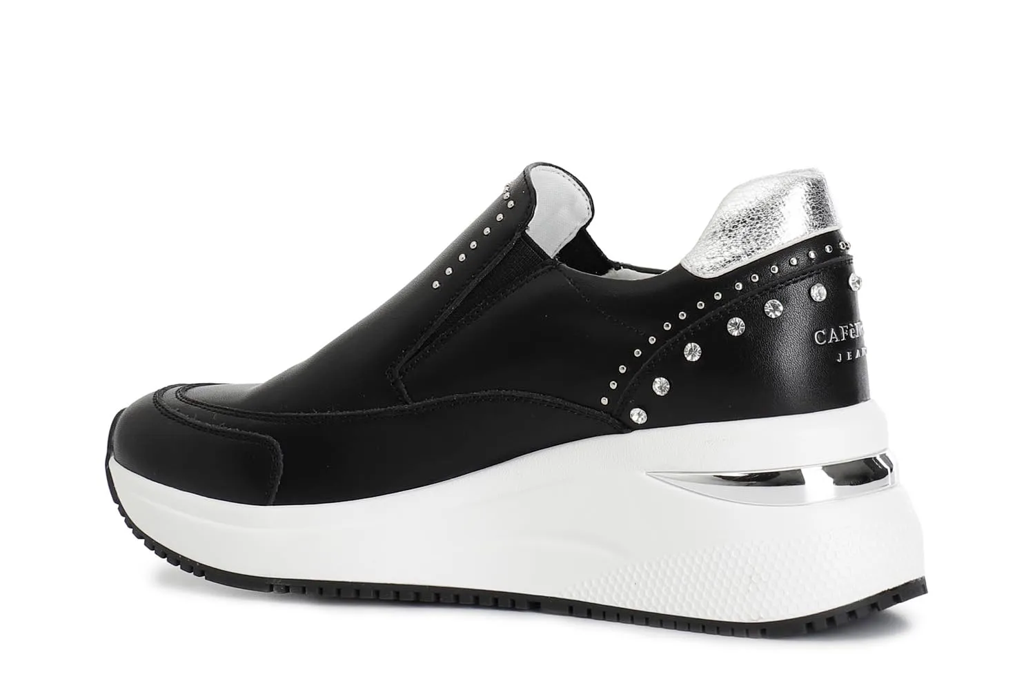 CafèNoir Slip-on Borchie Strass Sneakers Donna Nero