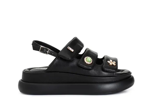 CafèNoir Sandali Pelle Bottoni Donna Nero 39 con strappo