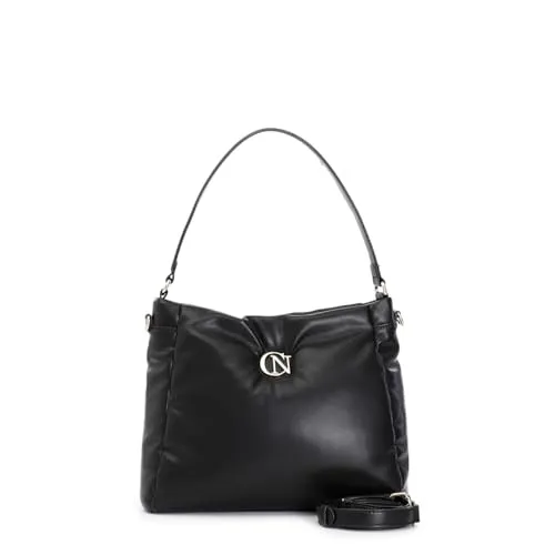 CafèNoir Sacca Puffy Logo Metallo Borsa Nera Cerniera