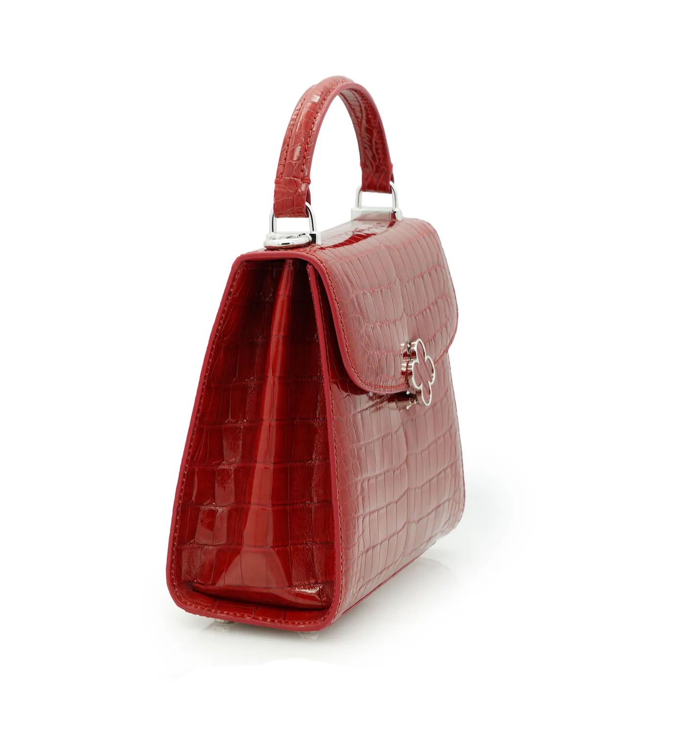 Cardinal Milano Tiffany Red Alligator Borsa a Mano Rossa Alligatore