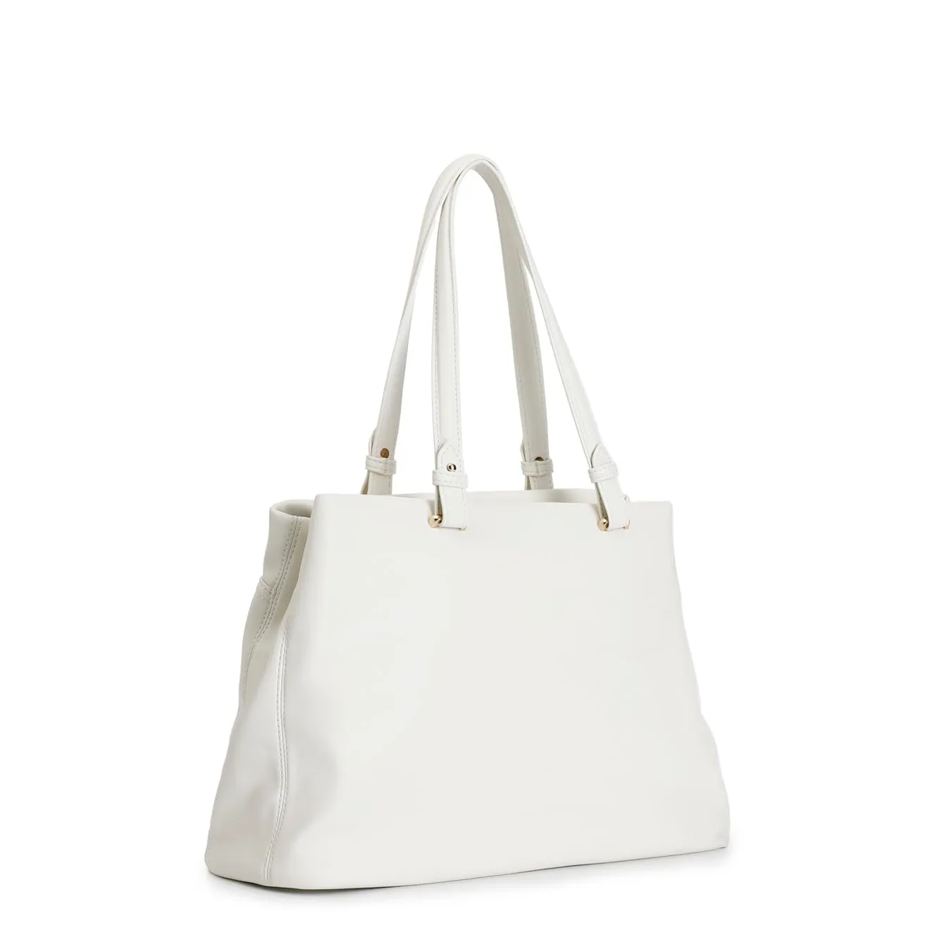 CafèNoir Treccia Metallo Shopping Bag Bianca Morbida