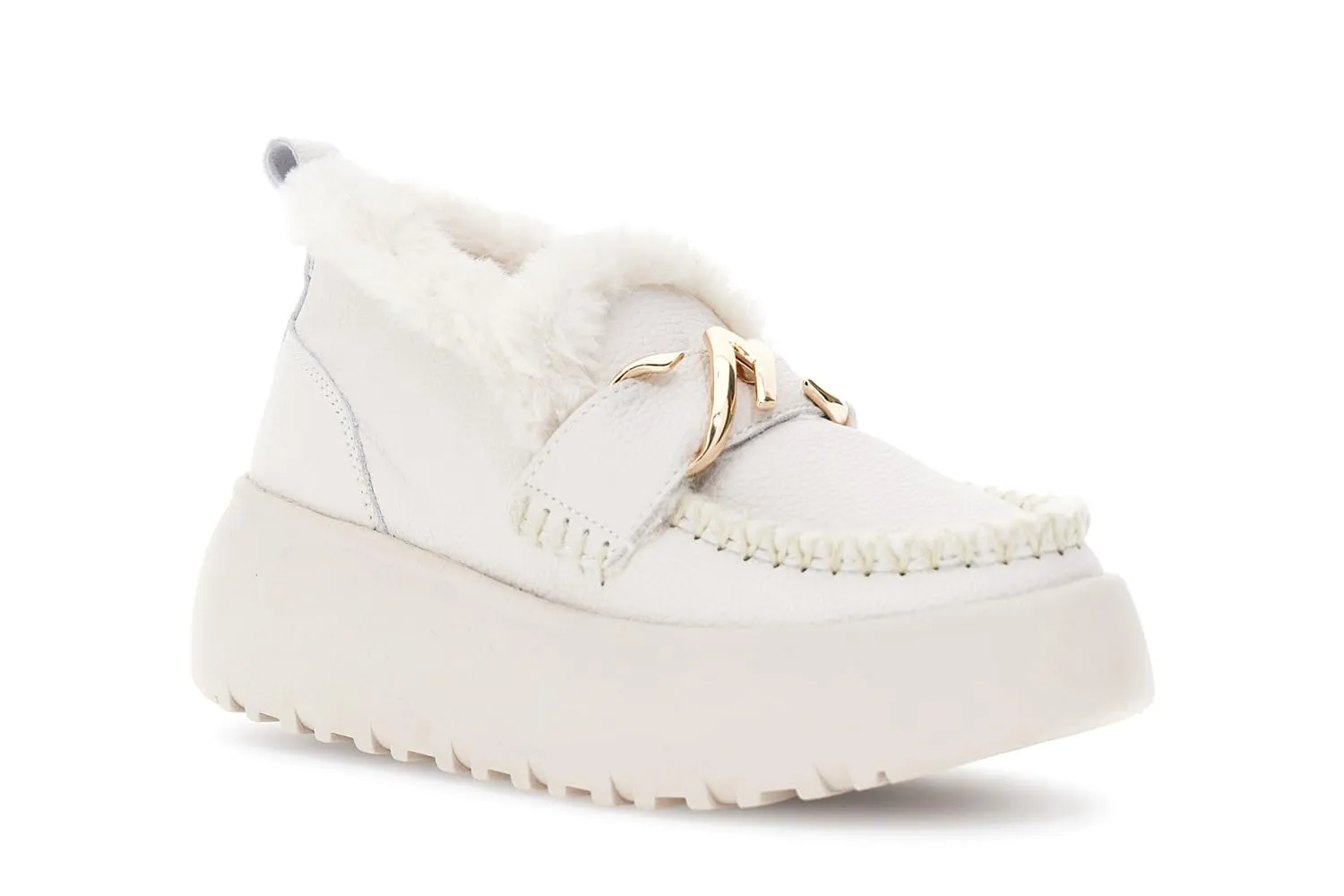 CafèNoir Mocassini Pelle Panna Platform 4 cm