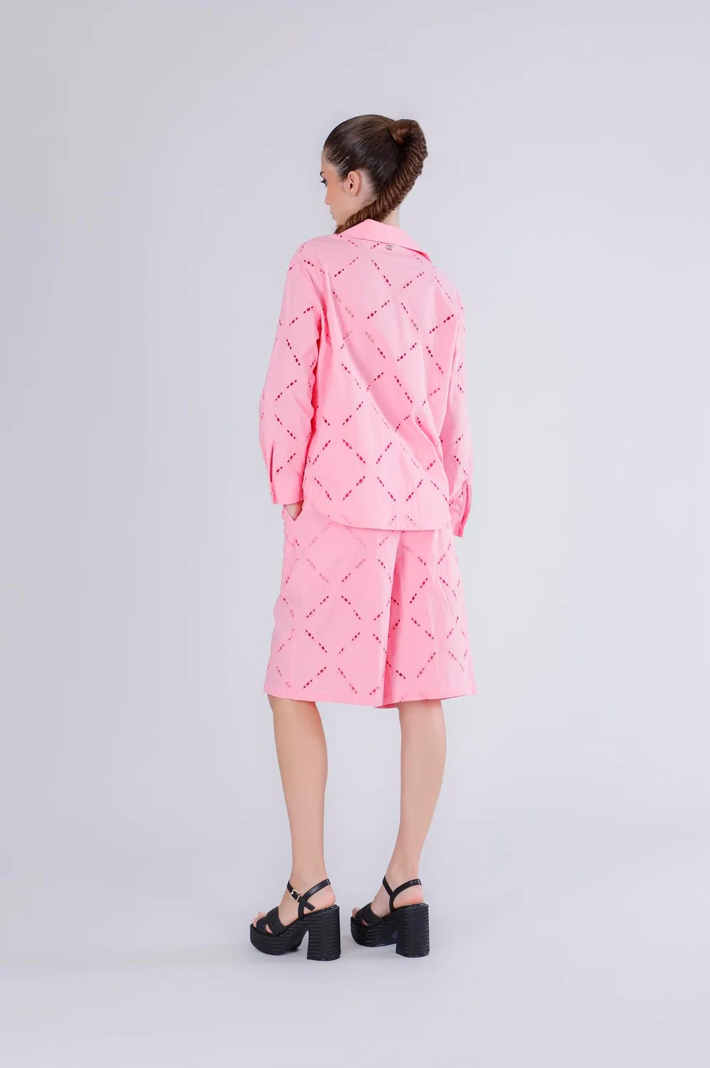 CafèNoir Blusa Sangallo Ricamata Rosa S