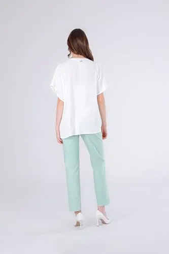 CafèNoir Blusa Kimono Raso Marocain Bianca