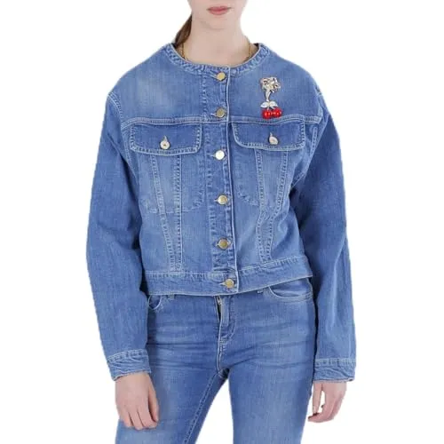 CafèNoir Giubbino Jeans Senza Colletto Blu Medio