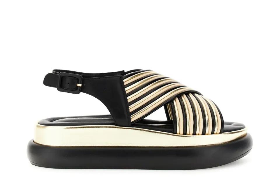 CafèNoir Sandali Pelle Incrociati Multi Nero 39 Piatti