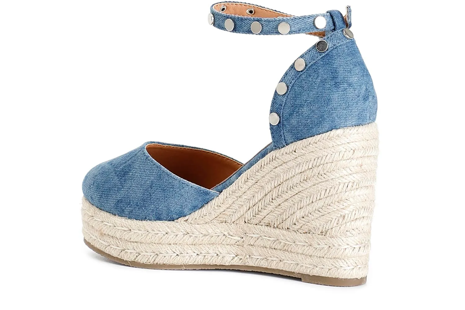 CafèNoir Décolleté Canvas Jeans con Zeppa Corda