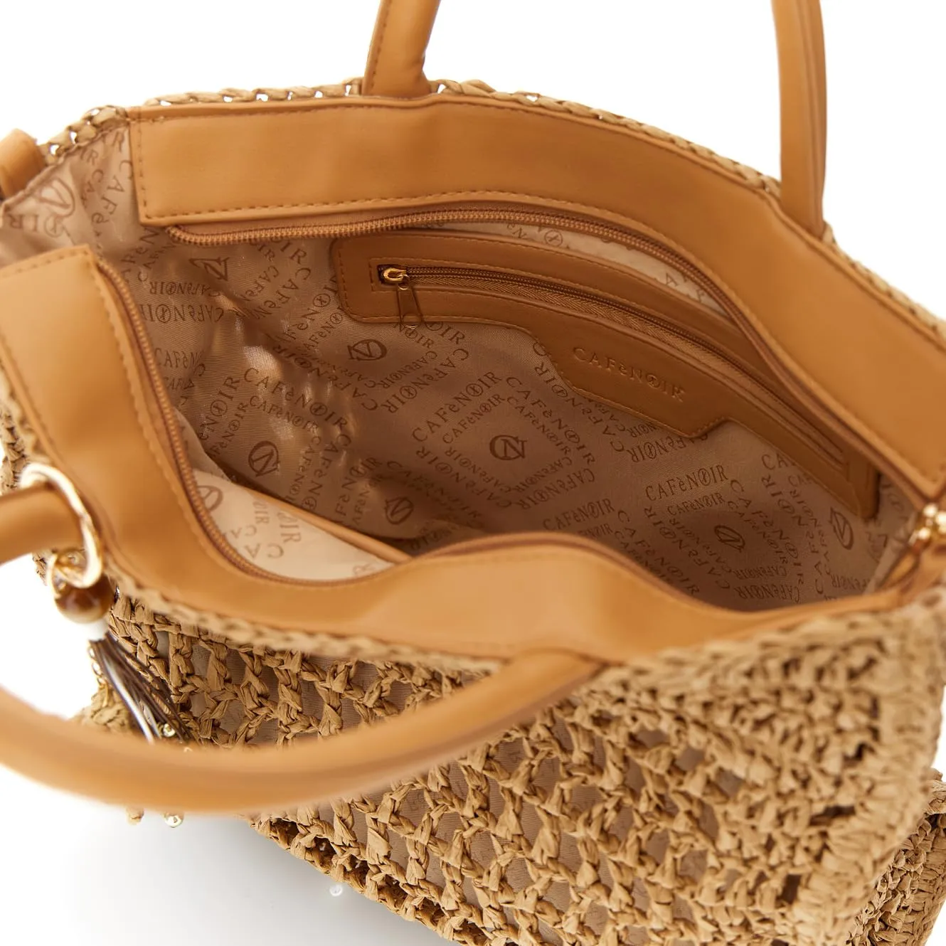 CafèNoir Crochet borsa a mano rafia con charms