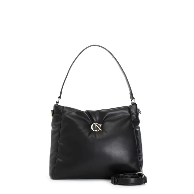 CafèNoir Sacca Puffy Logo Metallo Borsa Nera Cerniera