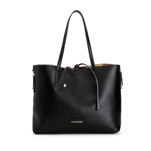 CafèNoir Borsa Reversibile Floreale a Mano Nera