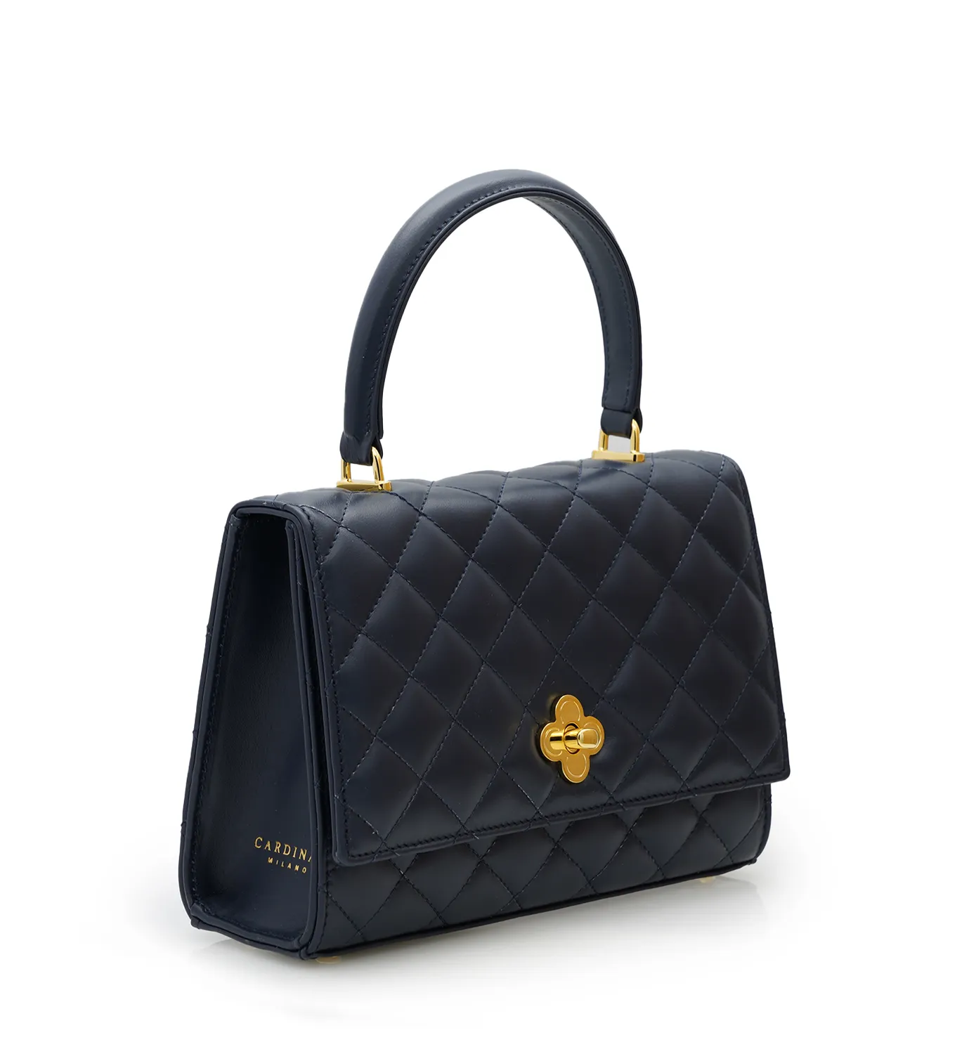 Cardinal Milano Opèra Flower Twist borsa navy vitello trapuntato