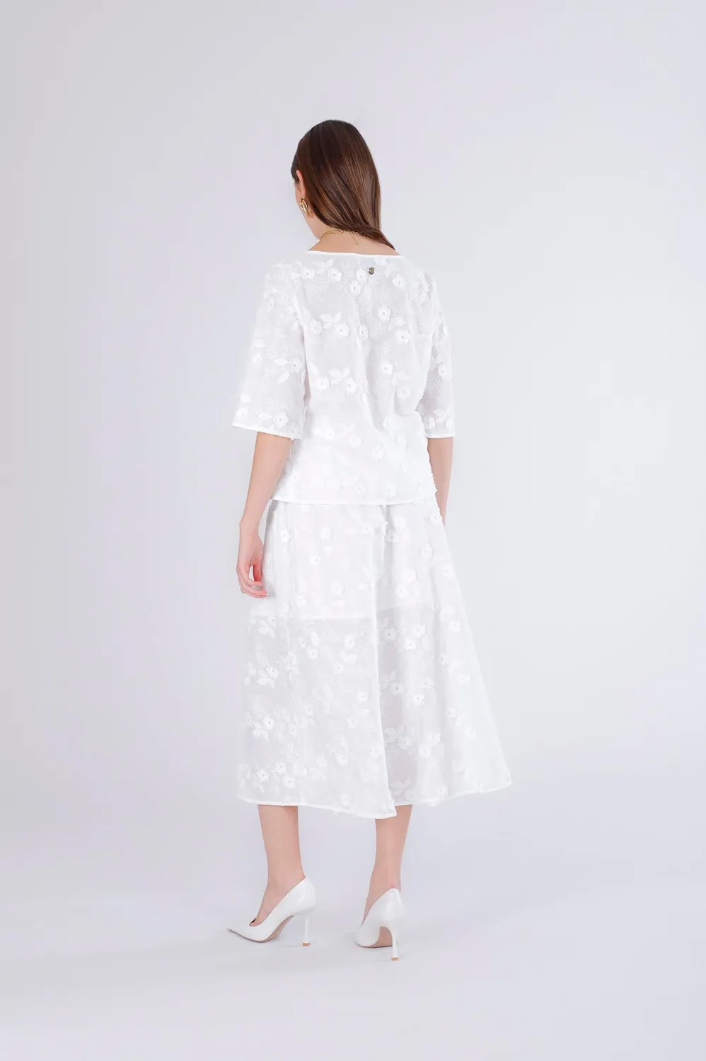 CafèNoir Blusa Mussola Ricamata Donna off White balza