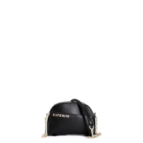 CafèNoir Borsa Donna Nera con Tasca Asimmetrica e Lettering