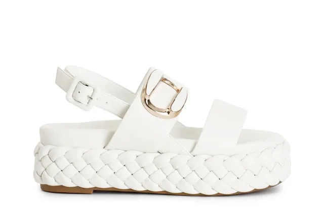 CafèNoir Sandali Donna Due Fasce Treccia Bianco 39