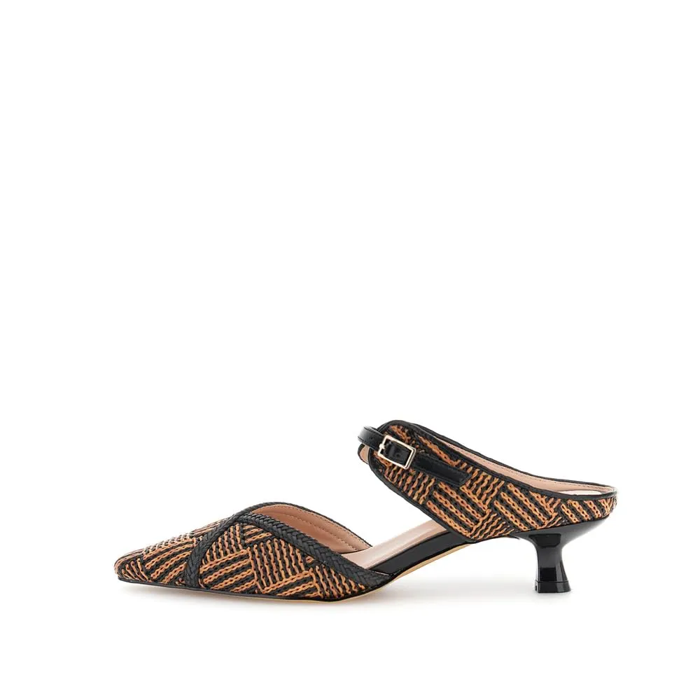 CafèNoir Raffia sabot donna treccia tacco 4,5 cm paglia