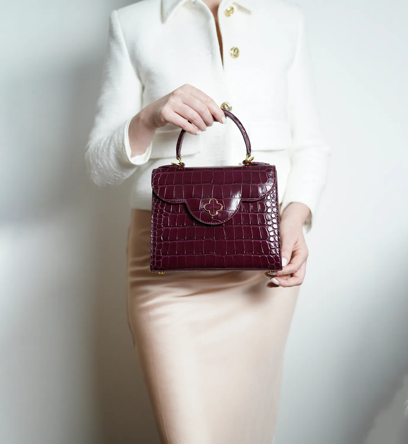 Cardinal Milano First Lady borsa vitello bordeaux stampa coccodrillo