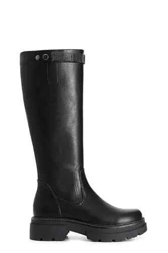 CafèNoir Stivale Donna Nero Similpelle Strass Pelle