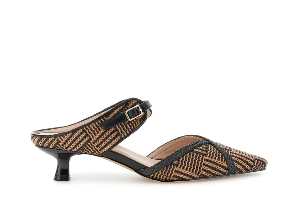 CafèNoir Raffia sabot donna treccia tacco 4,5 cm paglia